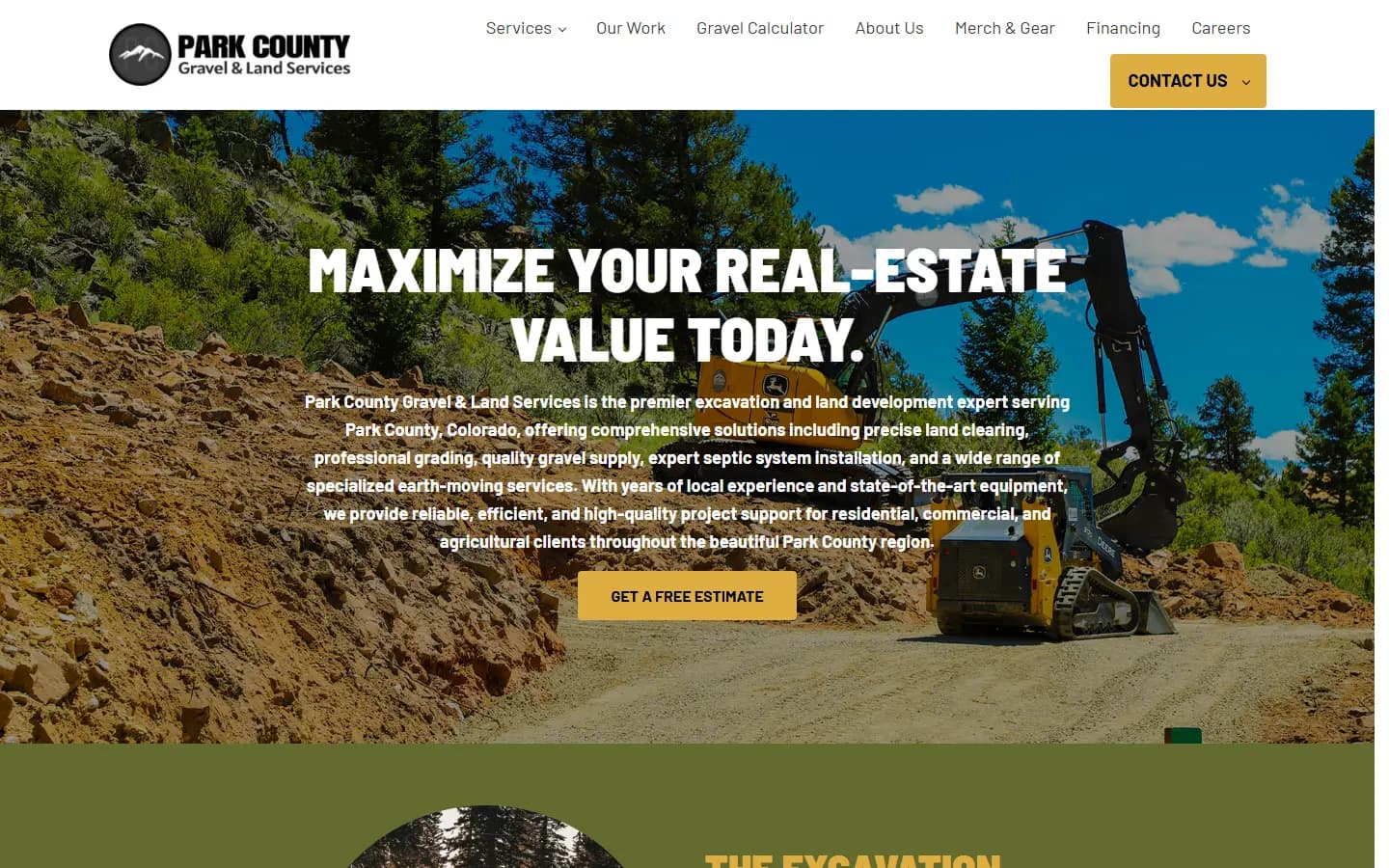 Park County Gravel & Land Services website built by DIGG Productions